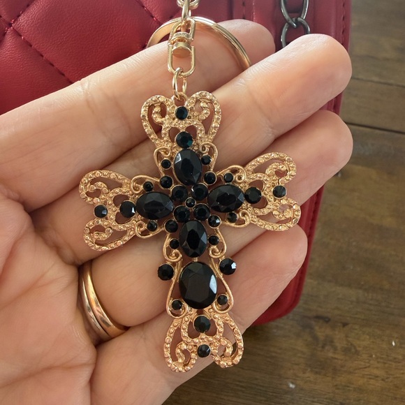 Gemstone Cross Bag Charm/Keychain - Picture 2 of 5